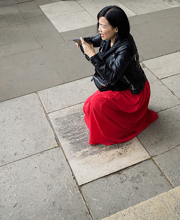 Tourist outside Parliament